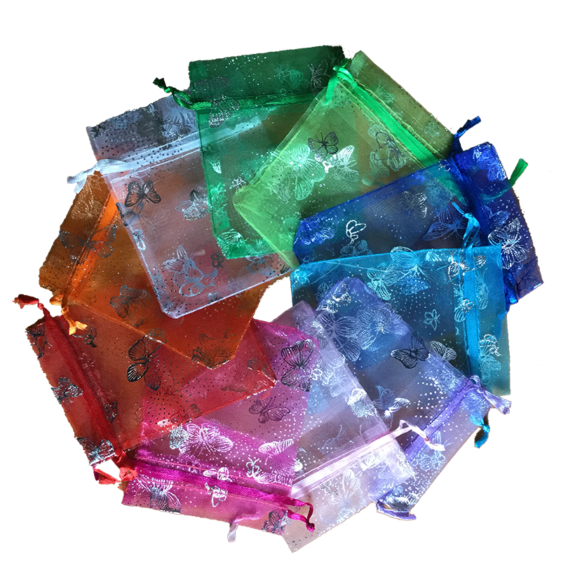 10 sachets organza colorés