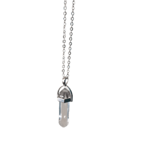 pendule en cristal de roche avec chainette